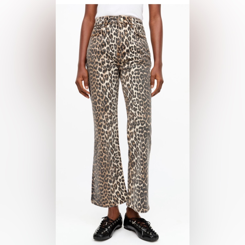 Ganni Leopard Betzy Cropped Jeans size 27, like new